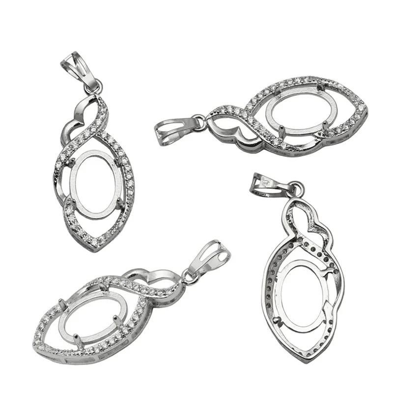 Beadsnice Овальный кулон лоток 925 пробы серебряный пустой кулон кабошон установка ручной работы ожерелье подвески для женщин ID34064