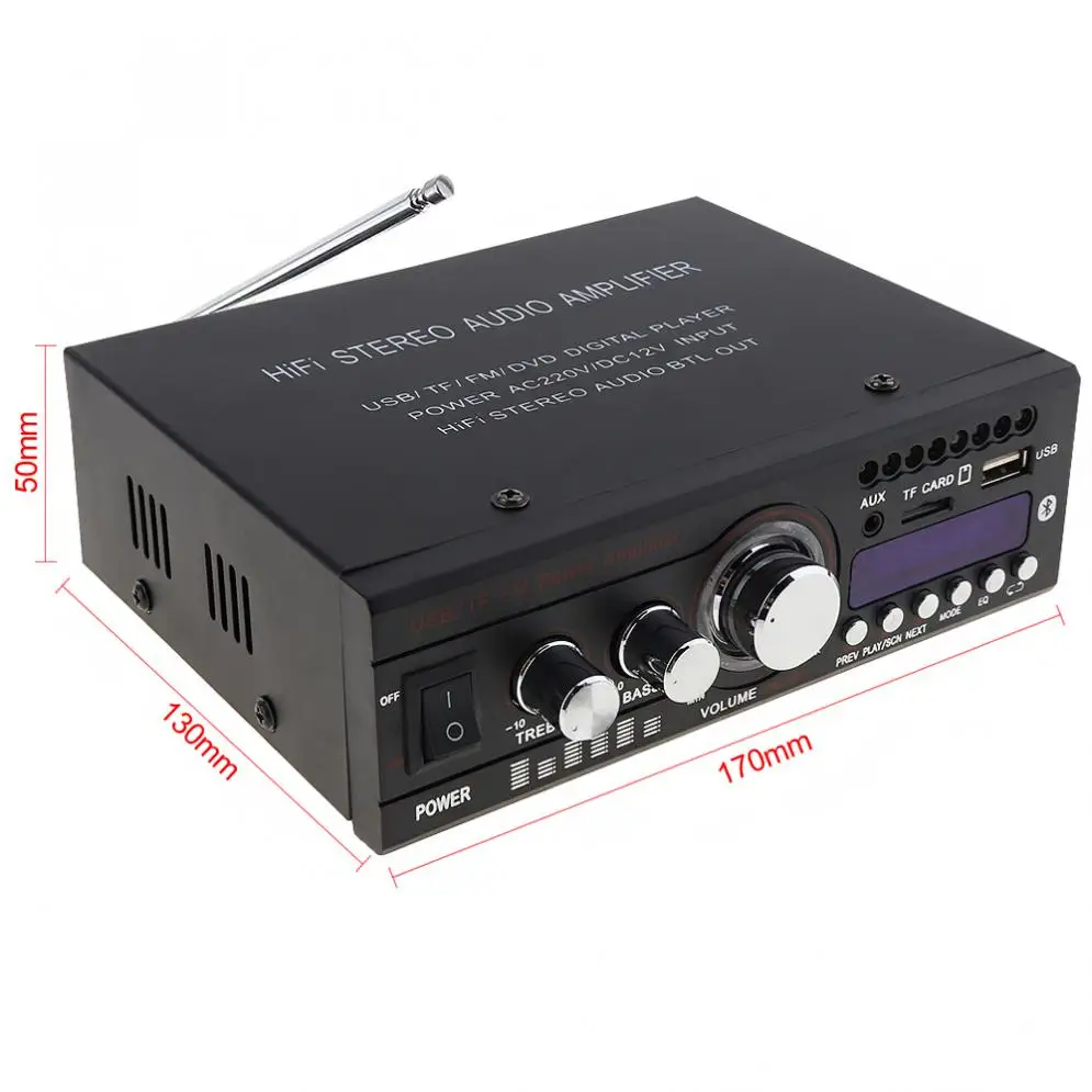 Автомобильный усилитель сабвуфера DC12V/AC220V Bluetooth 2CH Hi Fi автомобильный стерео аудио