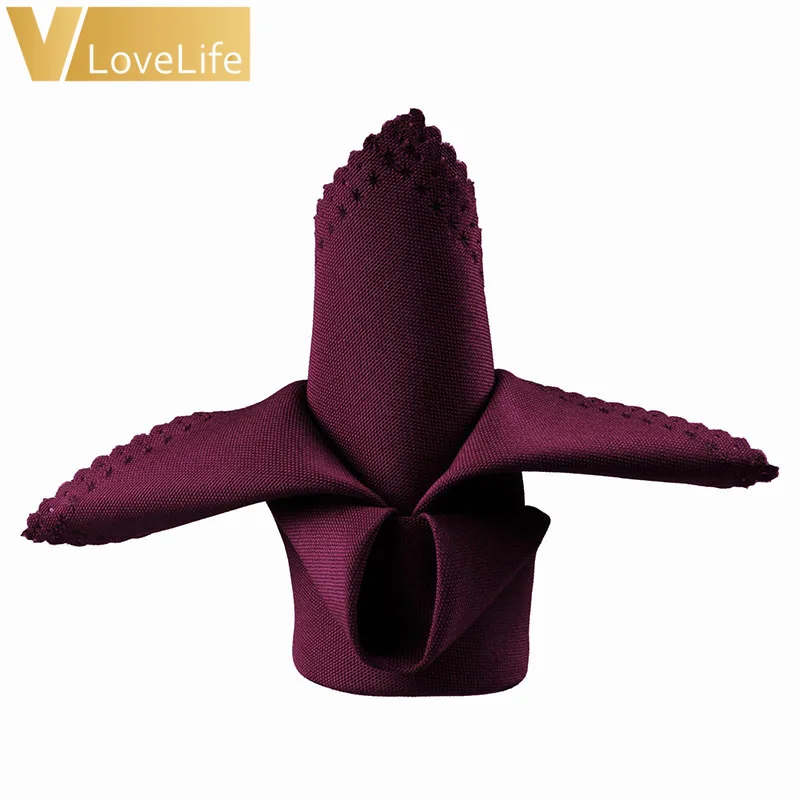 burgundy 45 см х 45 см 8 цветов Свадебная столовая Салфетка льняная салфетка носовой платок из полиэстера ткань для столовой вечерние рождественские принадлежности Свадебные сувениры - Цвет: burgundy