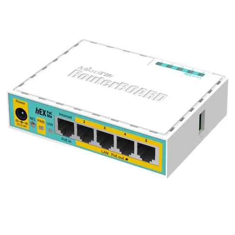 

Mikrotik RB750UPr2 hEX PoE Switch lite 5 Ethernet ports 10/100 Router 64MB USB 3W