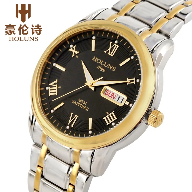 

HOLUNS Top Luxury Watch Men's Full Stainless Steel Clock Male Sport Business Japanese Quartz Watches Military Wristwatch Relogio