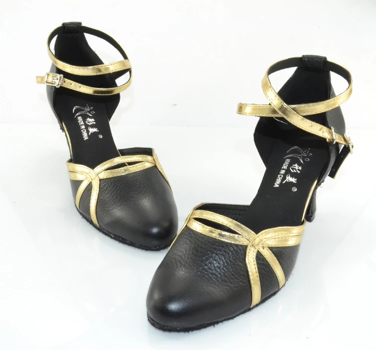 Женские атласные туфли WUXIJIAO черные со стразами для латиноамериканских танцев