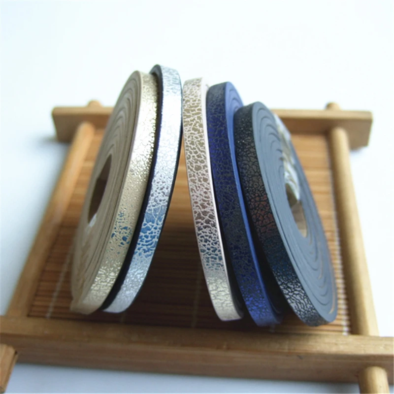 Блестящий Матовый шнур 1 метр 5*2 мм плоский кожаный для изготовления браслетов