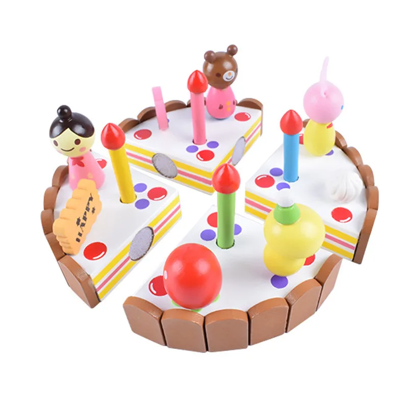 

New Wooden Baby Toys Mother Garden strawberry simulation every family had a small wooden cartoon birthday cake