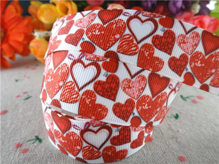 Новое поступление "(25 мм) День Святого Валентина печатных grosgrain ленты любовь ленты аксессуары для волос 5 ярдов 14120916