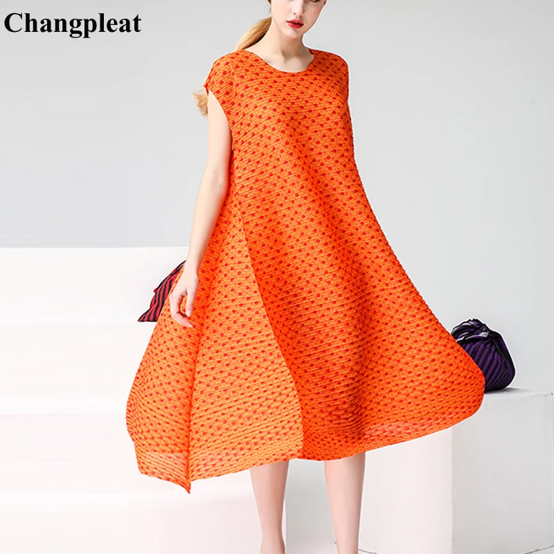 Changpleat 2019 летняя детская одежда в горошек платья Miyak плиссированные модные дизайн