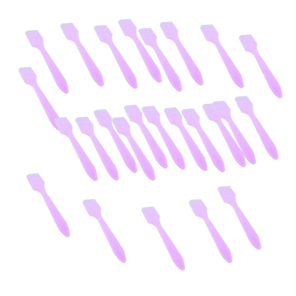 Purple 100 шт. пластиковая ложка для лица, мини лопатки для смешивания, инструменты для макияжа для путешествий, ежедневное применение для ухода за кожей - Цвет: Purple