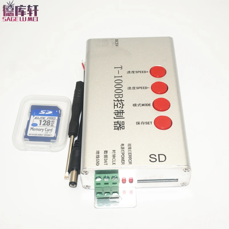 T1000B SD карты T-1000B DMX512 RGB контроллер WS2801 WS2811 WS2812B LPD6803 8806 светодиодный полосы цифровой светодиодный 2048 Пиксели DC5V-24V