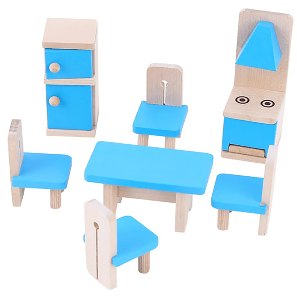 Мини мебель игровой домик игрушки развивающие Diy небольшой ролевые деревянная