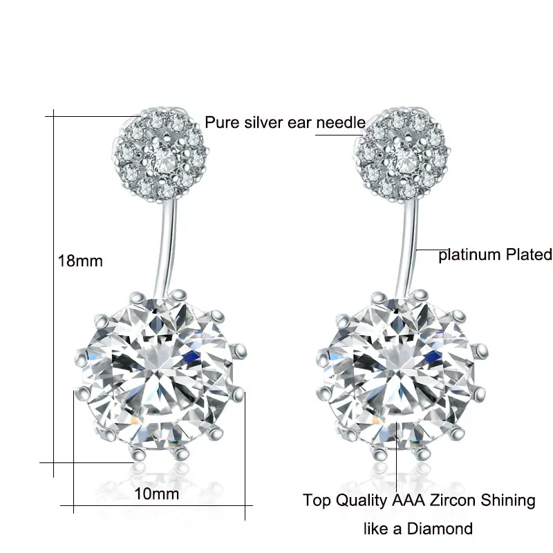 Manxiuni Luxury Stud Long Earrings for Women Wedding Round Zircon Party Gift Rhodium Plated Wholesale | Украшения и аксессуары