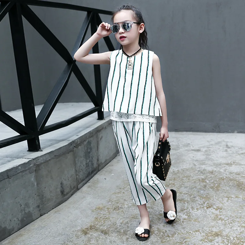 Детский комплект одежды для девочек летний костюм повседневная детская одежда в