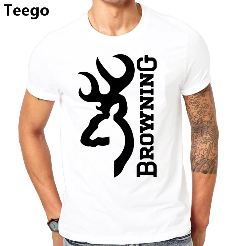 mens t shirts fashion 2015 Browning Firearms Vertical Logo Graphic T Shirt 100% Cotton round collar short sleeve tee |