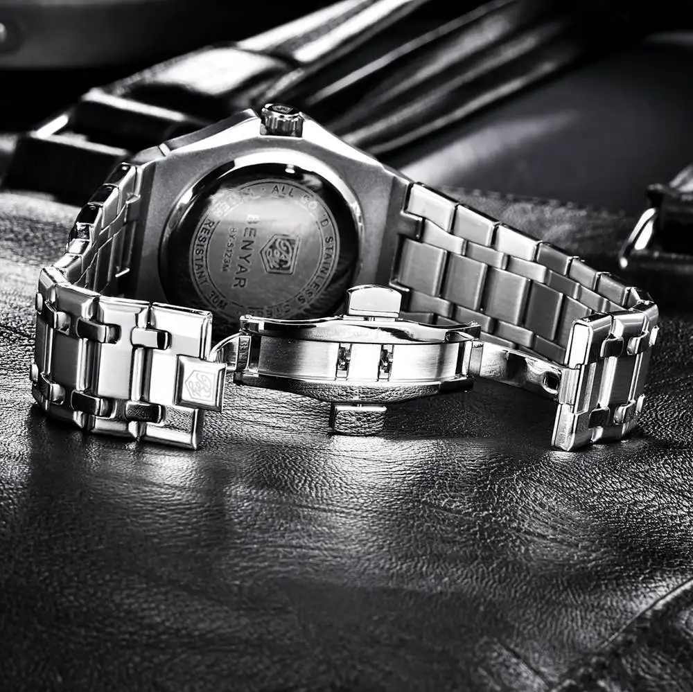 Модные стальные часы для мужчин люксовый бренд Бизнес водонепроницаемые