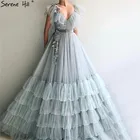 Красный Фонари одежда с длинным рукавом пикантные вечерние платья 2019 v-образным вырезом блестками-line длинное вечернее платье Serene Hill LA70008