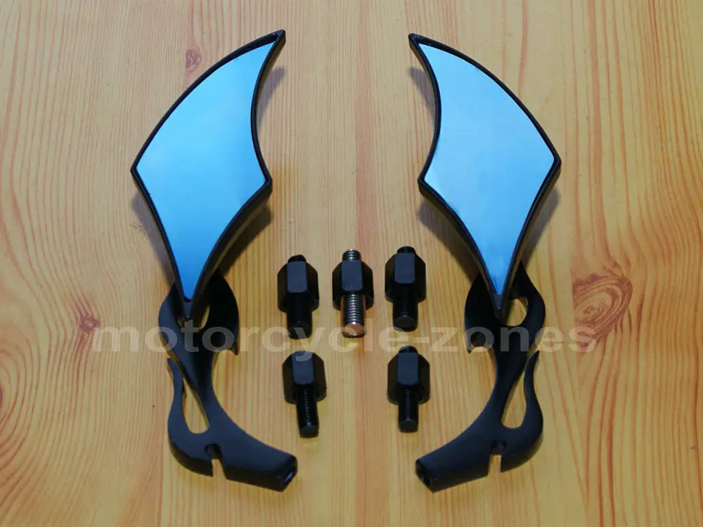 Мотоциклетные черные алмазные зеркала заднего вида с пламенем для Harley choppers