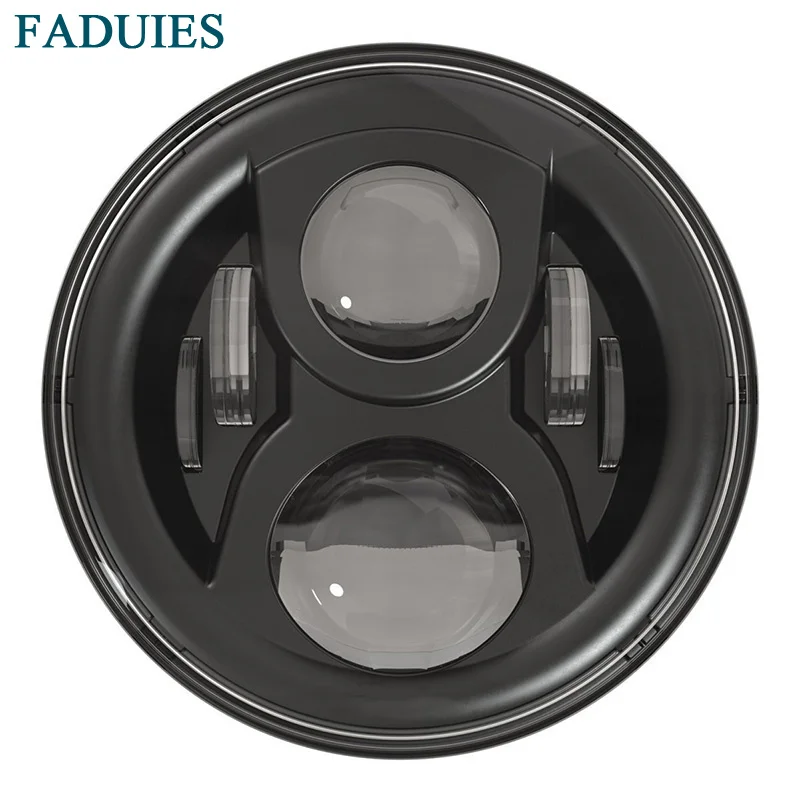 

FADUIES Black 7" Round Motorcycle LED Projector Headlight High Low Beam for Motorcycle & Jeep Wrangler