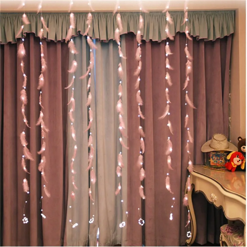 Светодиодный светильник для занавесок украшение из перьев 2 м * 1 110 светодиодный s