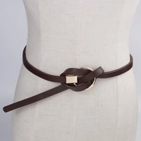 round buckle knotted thin belts women faux leather belt ladies fashion simple accessories for dress jeans new soft strap belts