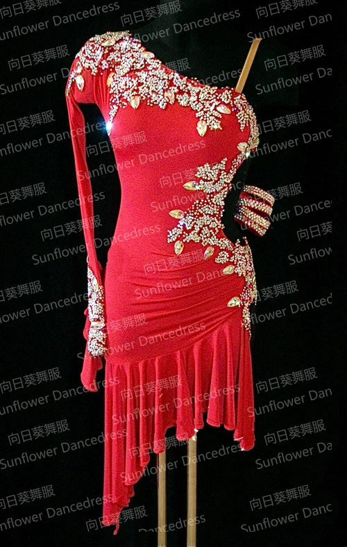 

NEW Rumba Jive Chacha Latin Dance Dress,tango salsa samba dance dress, latin dance wear , cha-cha ,Sunflower Dance Dress,red