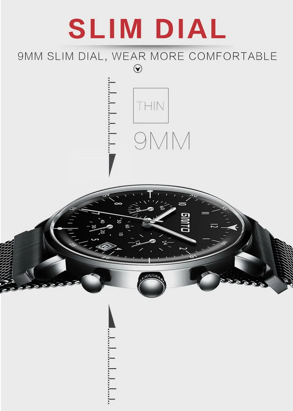 Reloj hombre GIMTO Топ бренд класса люкс для мужчин часы ультра тонкий Дата наручные часы сталь Водонепроницаемый спортивные часы повседневное кварцевые часы