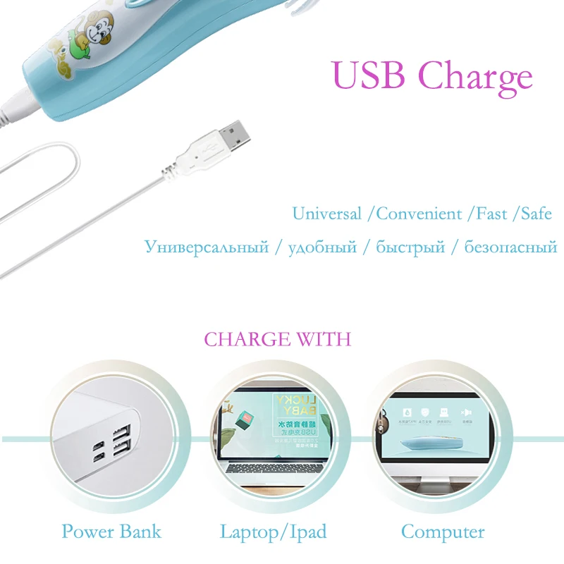 LUKBABY Baby Hair Trimmer Professional Rechargeable Hair Clipper Kids USB Charger Waterproof  Ceramic Hair Clippers YD-0520