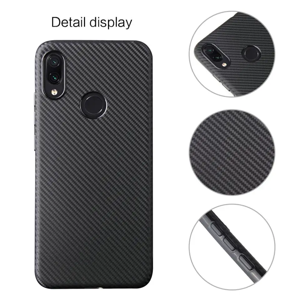 Для Xiaomi Redmi Note 7 Чехол Ультра тонкий углеродное волокно Текстура ТПУ силиконовый