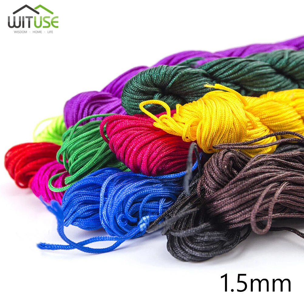 Веревка WITUSE DIY плетеная струна длиной 20 м 1 мм со стразами китайский узел проволочный шнур макраме нить для ожерелья и браслета