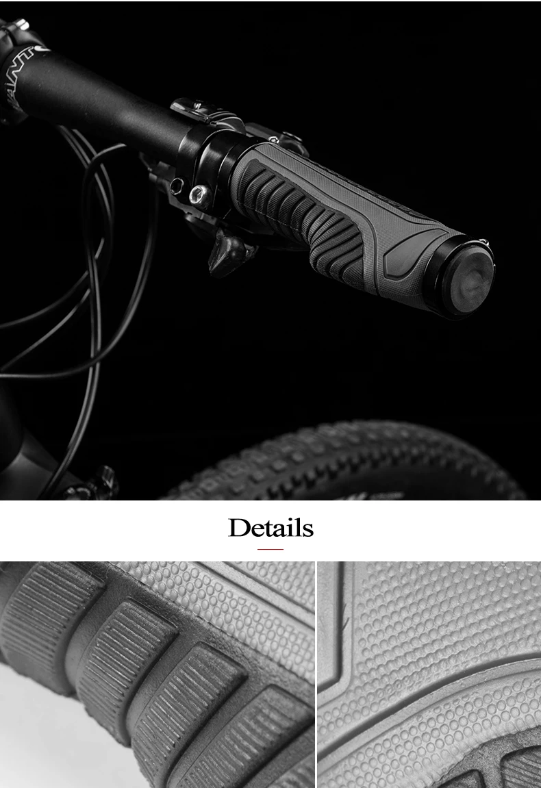 Rockbros Mountain Bike Grips Handle Grip Shock Absorption Bicycle Handlebar Grips Rubber+ Aluminium Alloy Bike Accessories
