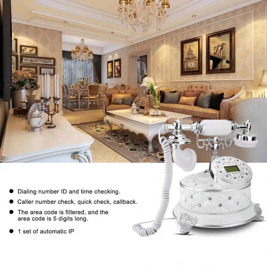 Telefon MS-8313B винтажный Ретро драгоценный камень белый имитация антикварный телефон портативный
