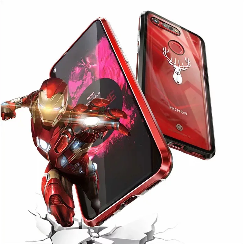 Honor View 20 чехол противоударный магнитный металлический бампер чехол для телефона для huawei Honor View 20 прозрачный стеклянный чехол для Honor V20 8X Capa