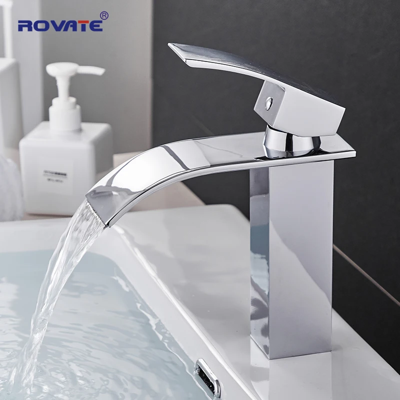 

Новый смеситель ROVATE для раковины в ванной комнате, Смеситель для холодной и горячей воды с креплением на раковину, латунный хромированный к...