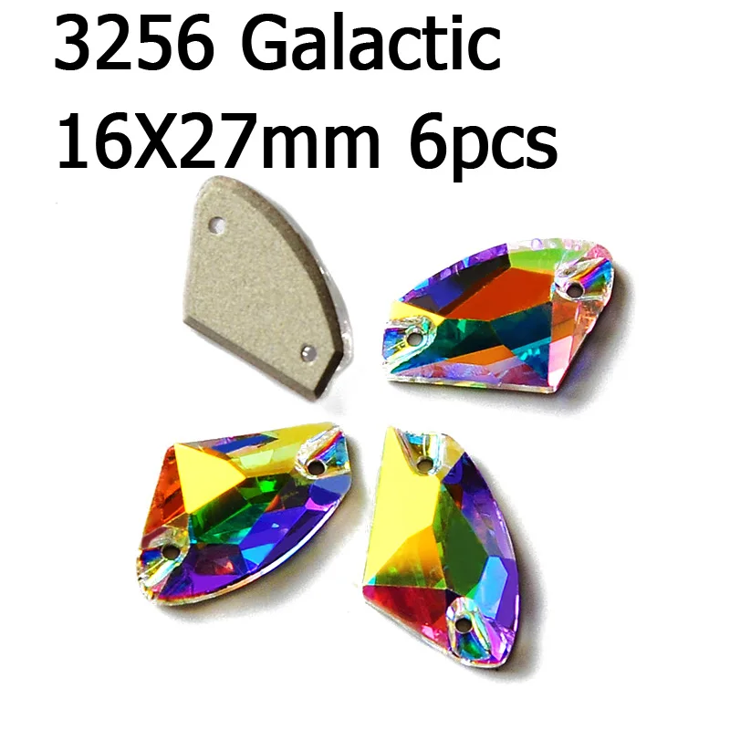 Galactic 16x27mm 6pc Кристалл AB пришить стразы различные Стразы радужные бусины Стразы для шитья ювелирных изделий платье гимнастика украшения одежды - Цвет: Galactic 16x27mm 6pc