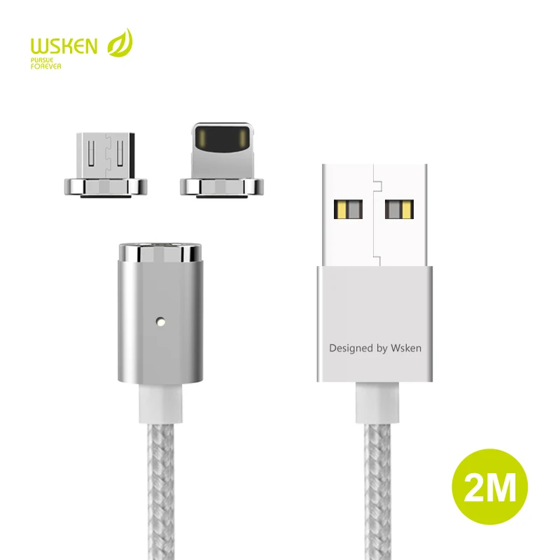 WSKEN оригинальный 2 м Магнитный Micro usb Тип C данных зарядный кабель для iphone XS XR Max X 7 8