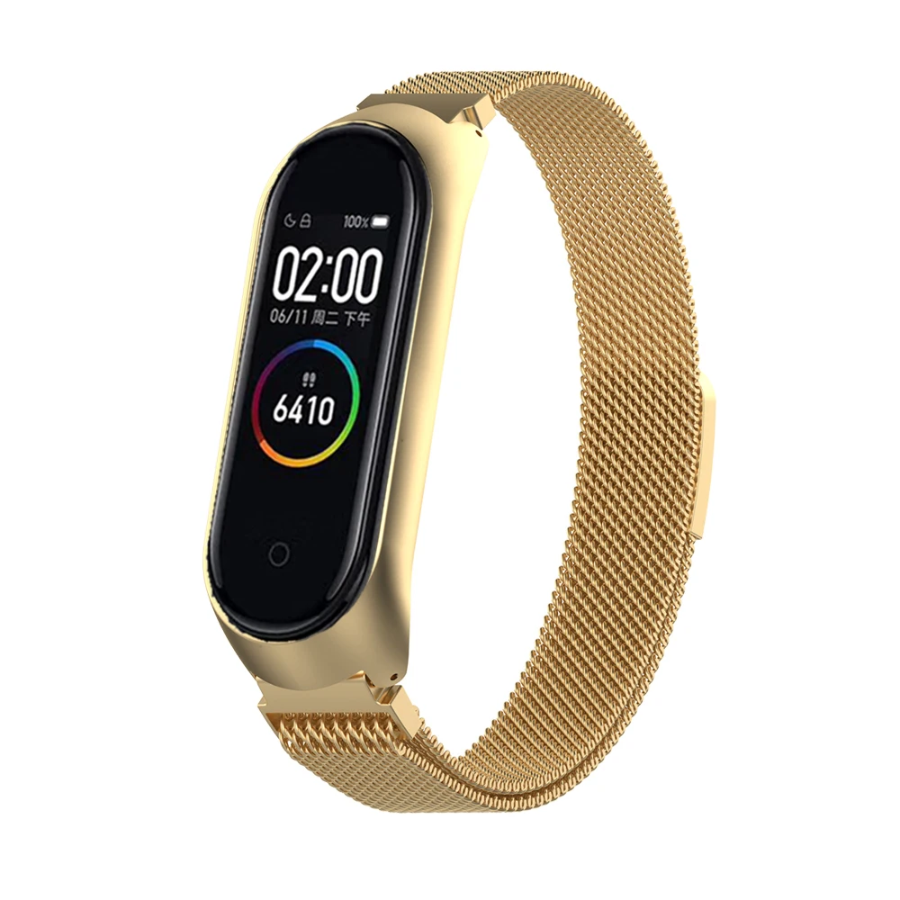 Браслет для Mi Band 4 ремешок Miband 4/3 Металл Нержавеющая сталь Миланская Магнитная Mi Band 4 3 ремешок на руку аксессуары для ремня