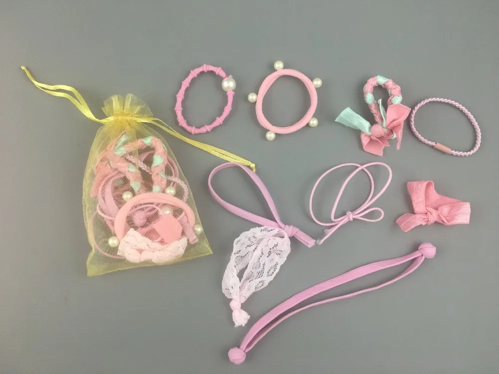 

5sets Fashion 9in1 Ponytail Holder Simple Style Assorted Elastic Hair Bands Princess Headwear Girls Hair Accessories