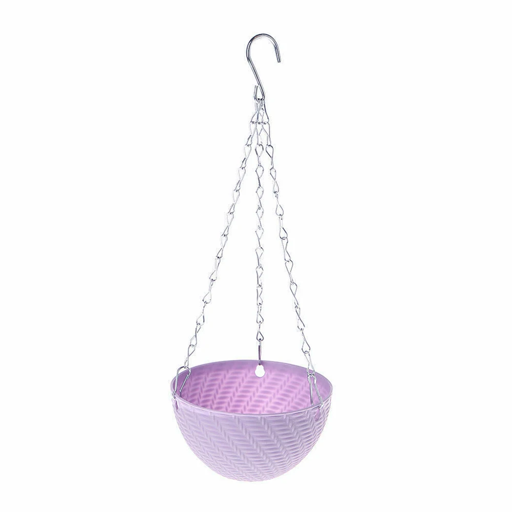 Light Purple 1 шт. пластиковая корзина на цепочке для Дома Цветочный Горшок Кашпо подвесное украшение креативное растение сад - Цвет: Light Purple