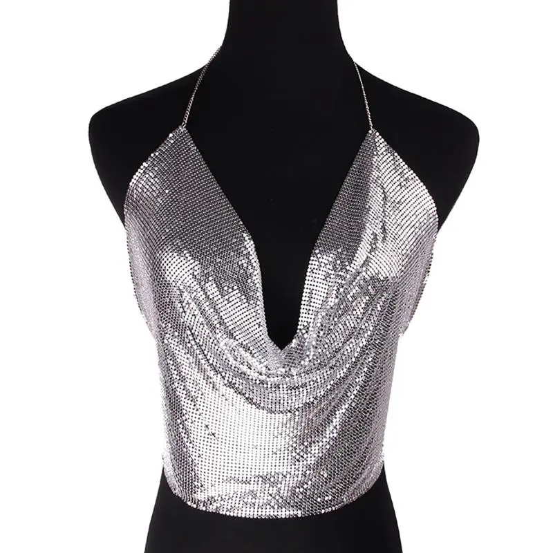 Ожерелье для тела креативный сексуальный алюминиевый сетчатый цепь бикини цепочка-ожерелье на пояс для женщин и девочек - Окраска металла: Silver