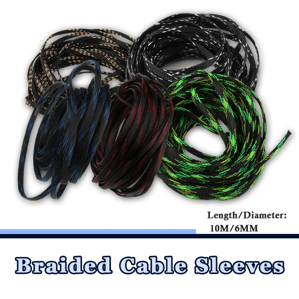 10 м 6 мм PET нейлоновая плетеная кабельная оплетка змеиная сетка проволока защита