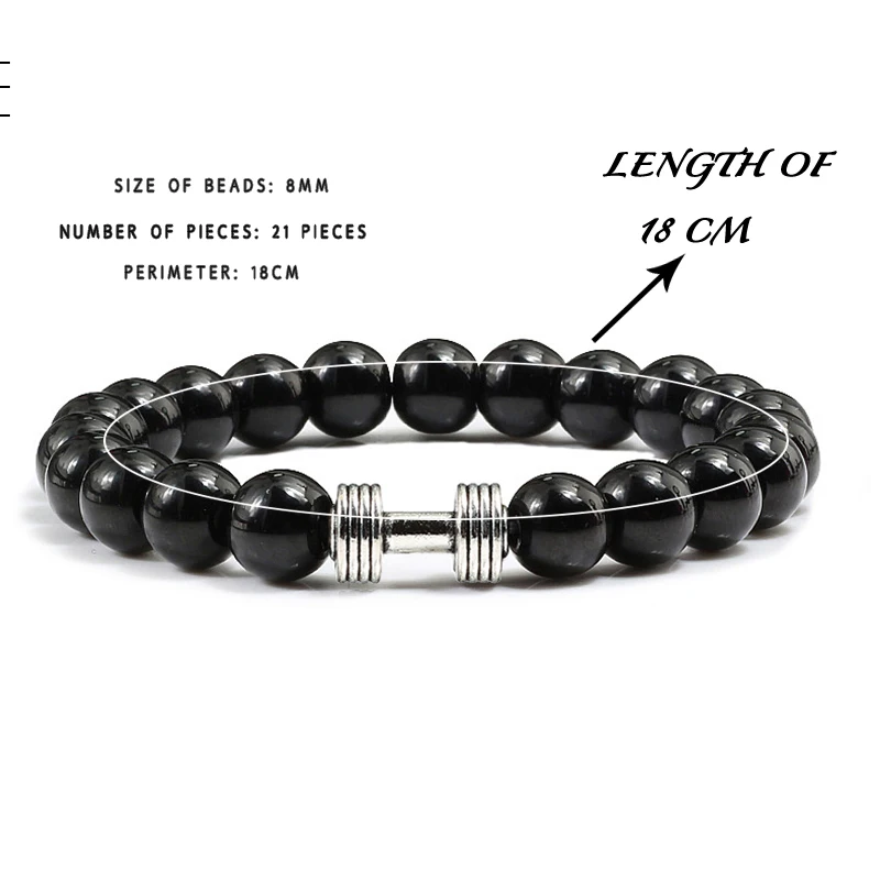 Простой Классический Браслет из лавы натурального камня с бусинами