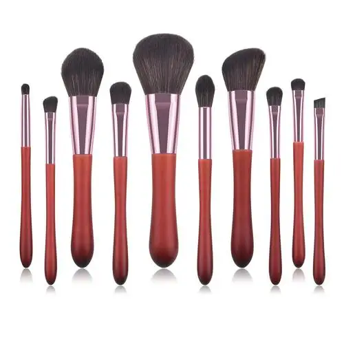 10pcs brush 4 многофункционального макияжа Borstel Roestvrij Staal Telescope Handvat Rayon Borstel Houten Make-up Borstel Make-up Artiest - Handle Color: 10pcs brush