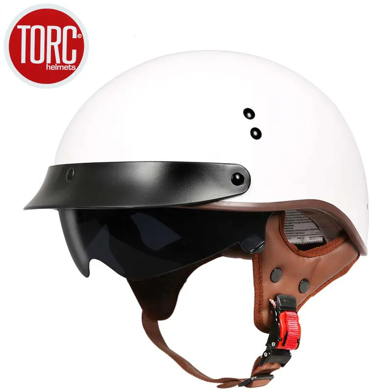 TORC T55 moto rcycle шлем винтажный шлем Ретро Скутер полушлем с внутренним козырьком объектив casco moto DOT capacete - Цвет: white