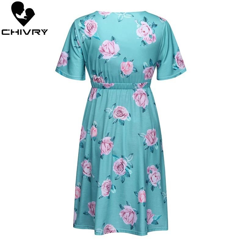 Женское платье для беременных Chivry летнее модное с коротким рукавом v-образным