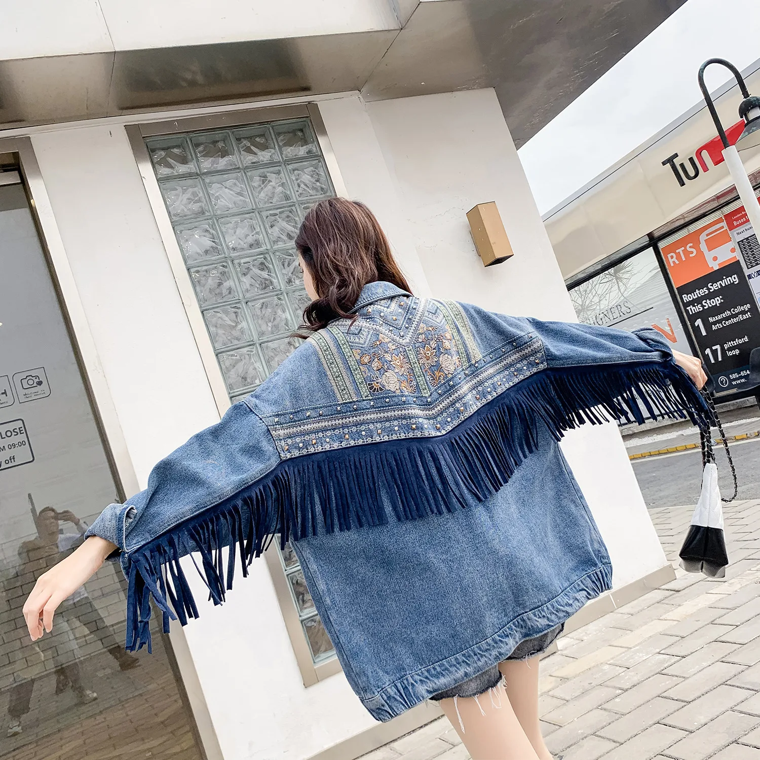Ковбойское Свободное пальто с кисточками женские легкие куртки Befree Chaqueta Mujer уличная Базовая джинсовая куртка весна осень большие размеры