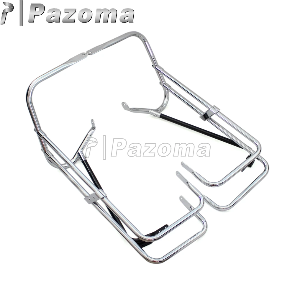 Хромированная защита седельной сумки для мотоцикла с двойным рельсом комплект