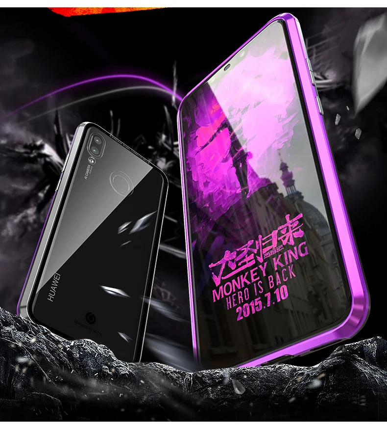 Роскошный магнитный Алюминиевый защитный чехол для huawei Nova 3 3i, металлический бампер, магниты, стеклянная крышка для huawei Nova 4 4e P20 lite P20pro