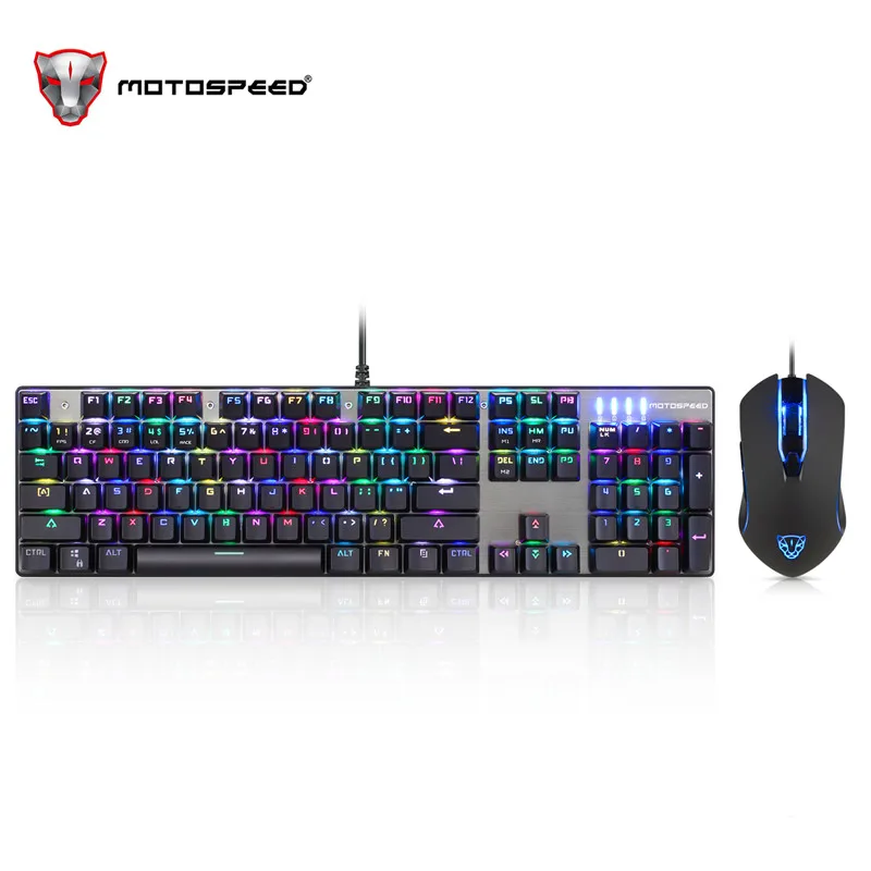 Motospeed CK888 механическая клавиатура светодиодный с цветной светящейся подсветкой мультимедийная эргономичная игровая клавиатура и мышь Набор для игры