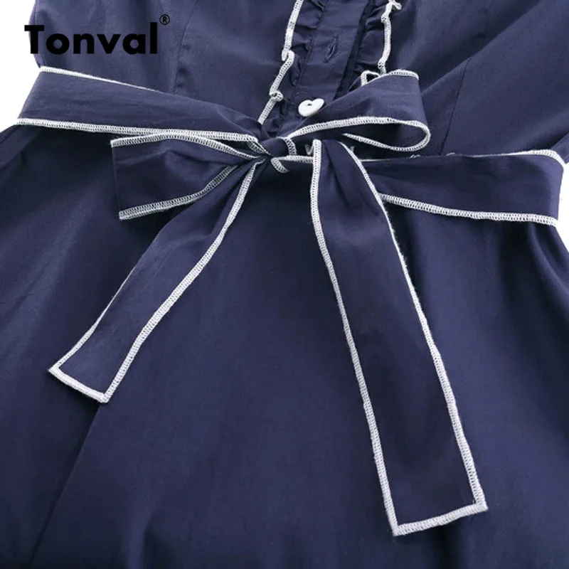 Tonval, женское платье в стиле Хепберн, 1950 S, на пуговицах, с рюшами, винтажное, v-образный вырез, летнее, с рукавом-крылышком, Ретро стиль, элегантное, с поясом, платья