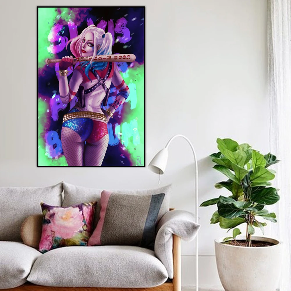 ZZ2315 Elegant Poetry Modern oker Harley Quinn Canvas Painting Art Print Poster Picture Wall Paintings Home Decoration | Дом и сад