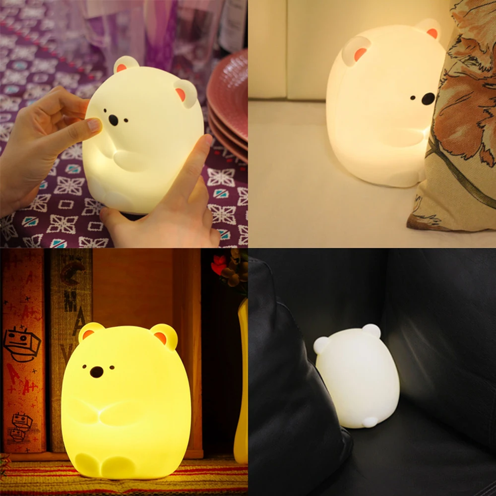 Силиконовый сенсорный светодиодный ночник для детей USB LED перезаряжаемая лампа