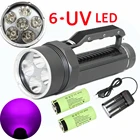 Мощный подводный фонарик для дайвинга с фиолетовым светом 395нм, фонарик светильник дайвинга с 6x УФ светодиодсветодиодный ультрафиолетовым водонепроницаемым фонариком для охоты, фонарик для поиска скорпионовянтарного цвета